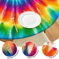 thumbnail image 4 of Colorful Rainbow Tie Dye Spiral Pattern Round Fitted Tablecloth with Elastic Edge,Dining Table Cover Waterproof,Outdoor Round Tablecloth for Camping,Dining,Indoor and Outdoor, 4 of 7