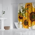thumbnail image 2 of Beige Calligraphy Sunflower Pattern Shower Curtain 84"x72" ,Bathroom Decorative Shower Curtains Set with 12 Hooks,Modern Waterproof Washable Shower Curtain, 2 of 6