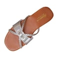 thumbnail image 2 of Comfortable Sandals for Women Women's Versatile Plus-Size Strappy Sandals Spring/Summer Style Trendy Comfortable Heel Open Toe Two-Way Beach Flat Sandals.,Silver,42, 2 of 9