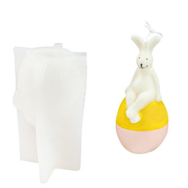 Style 7 Molde de vela de conejito de Pascua, molde de silicona 3d para hacer jabones de vela, azúcar de Pascua