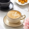 thumbnail image 2 of European Retro Style Ceramic Mugs Pumpkin Striped Coffe Cup with Saucer Afternoon Tea Cup Espresso Latte Mug Kitchen Water Cup, 2 of 6