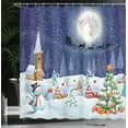 thumbnail image 4 of Ambesonne Christmas Shower Curtain, Winter Landscape, 69"Wx84"L, White Blue, 4 of 5