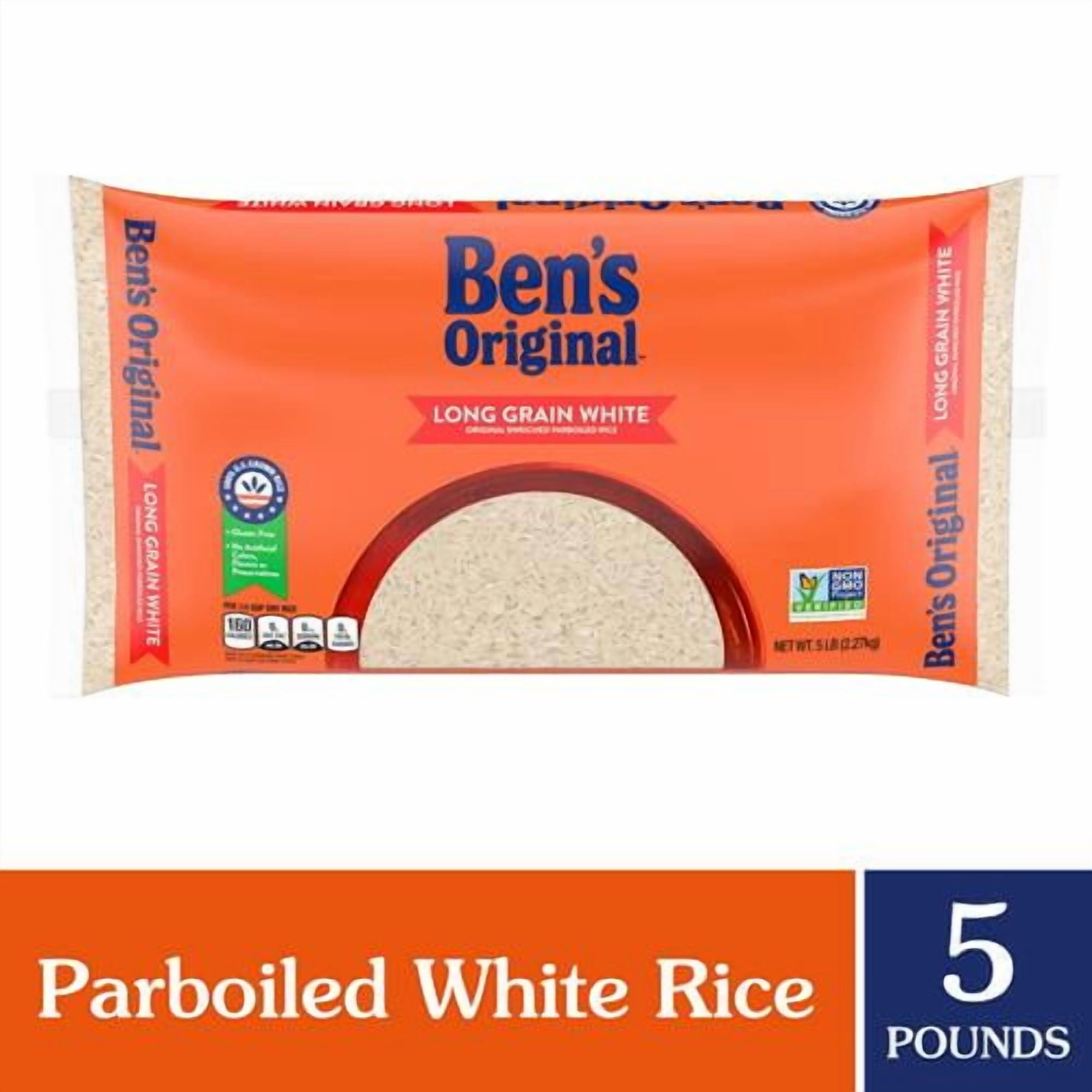 Bens Original Enriched Long Grain White Rice, Parboiled Rice, 5 Lb Bag - Pack of 2