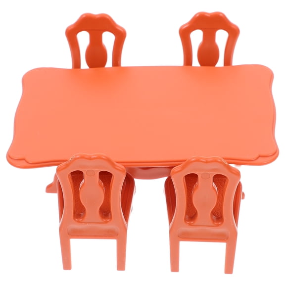 TOYMYTOY dollhouse chair and table resin brown furniture set 5pcs