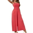 thumbnail image 4 of Defitshape Women's Backless Jumpsuit Loose Stretch Comfy Frill Stylish Jumpsuits Coral Medium, 4 of 5
