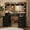 46.06 Inch Black, variant on UGTOO Walnut Vanity Desk with Large Horizontal Mirror & LED Lights – 5 Drawers, Charging Station, Vintage Style (48.8"L x 15.7"W x 54.3"H)
