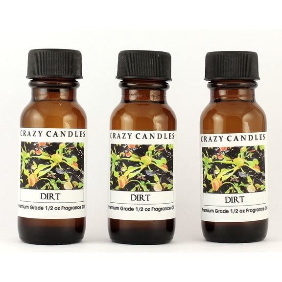 Crazy Candles Dirt 3 Bottles 1/2 Fl Oz Each (15ml) Premium Grade Scented Fragrance Oil (Freshly Turned Garden Earth)