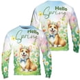 thumbnail image 3 of Corgi Hello Spring Time Flower Floral Nature All Over Print 3D Sweatshirt Unisex Merch Welsh Corgi Dog Lover Gifts Idea - 02031, 3 of 6