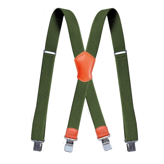 Lovskoo Classic X Back Suspenders Mens Adjustable for Pants 4 Clip Design 1.5 Inch Elastic Straps Solid Color Wedding Office