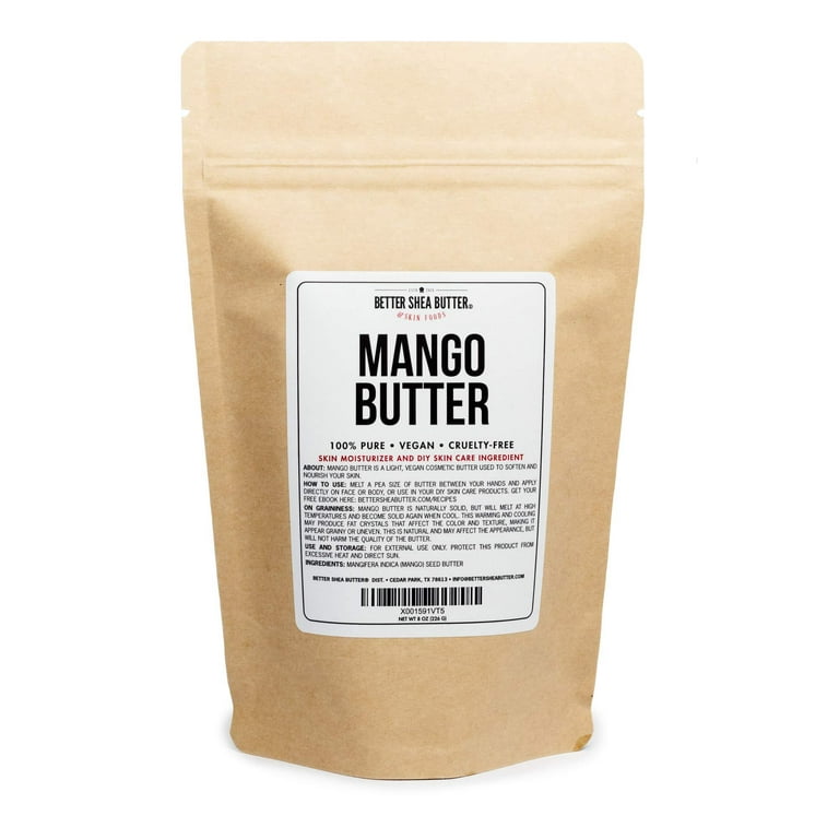 100% Pure Mango Butter - Can Substitute Shea Butter in Soap and Lotion Recipes - 8 oz