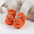 thumbnail image 6 of Baby Pumpkin Slippers, Warm Fuzzy Newborn Booties for Boys Girls, Soft Sole Infant Walking Shoes, Halloween Winter Cozy Crib Shoes, 6 of 6