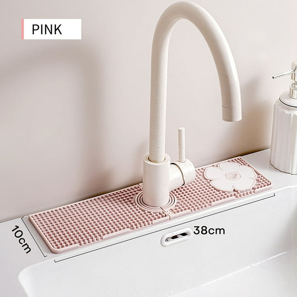 mfyjkho Almohadilla de secado para grifos de cocina y baño, protector de silicona para fregaderos, protección contra salpicaduras de encimeras, almohadilla de secado antiflujo, 10 x 38 cm