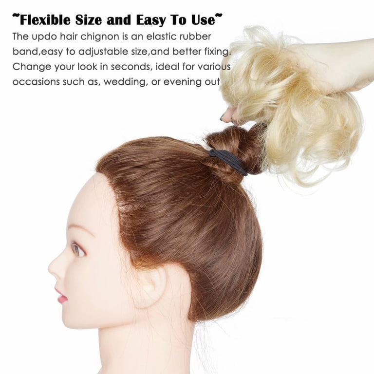 Human Hair Messy Bun Extension Stretch Elastic Band Updo Accessory Amazon.com : FESHFEN 100% Human Messy Bun - Human Hair Bun  main image 2