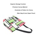 thumbnail image 3 of FORMRS Womens Canvas Tote Bag with Zipper Inner Pocket Shoulder Handbag, Green Abstract Geometric, 3 of 7