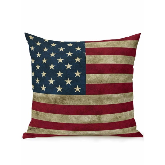 Outdoor Pillows Waterproof, Vintage Red American Flag Bedding Throw Pillows with Insert for Couch Sofa Bed, US Flag Stripe Retro Starts 18x18 Inch Pillowcases Decorative Patio Pillow Set of 1