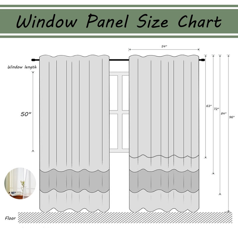 Topfinel YellowGreen Faux Linen Ombre Sheer Curtains,Semi Voile Gradient Rod Pocket Curtains for Bedroom and Living Room, Set of 2 Window Curtain Panels, 54 x 84 Inch Long