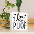 thumbnail image 2 of Zomyto 5"x5" Funny Bathroom Wood Sign Live Laugh Poop Wood Block Sign, 2 of 6