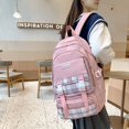 thumbnail image 2 of 1pc Plaid Large Capacity Student Backpack, Simple Solid Color Student Backpack, Women's Men's Backpack, Preppy Large-capacity Travel Backpack, 2 of 5