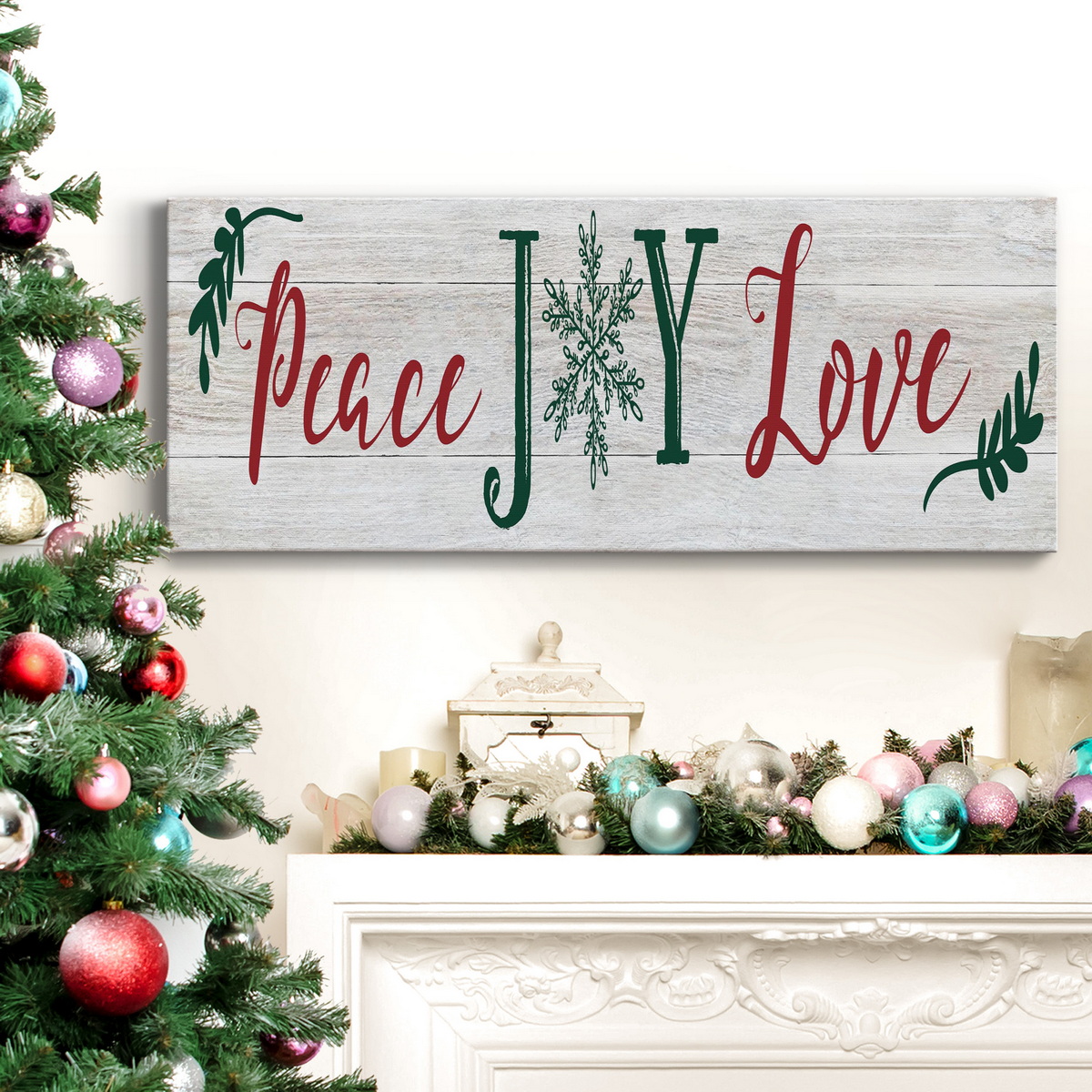 Peace Joy Love Premium Gallery Wrapped Canvas - Ready to Hang