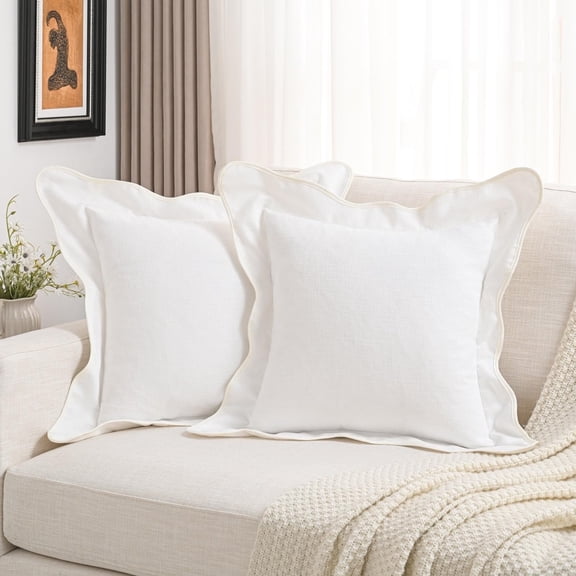 Havenly Set of 2 Soft Cozy White Chenille Decorative Throw Pillow Covers, 18x18 inch Modern Home Decor for Couch Bed Living Room