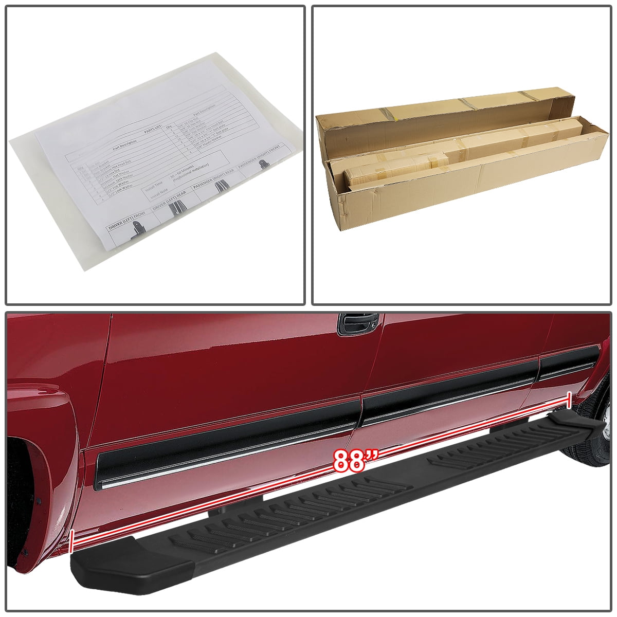 Nuvision for 15-24 Ford F150 F250 F350 SD Crew Cab 6" Side Step Nerf Bar Running Board