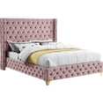 thumbnail image 2 of Meridian Furniture Savan Pink Velvet Queen Bed, 2 of 23
