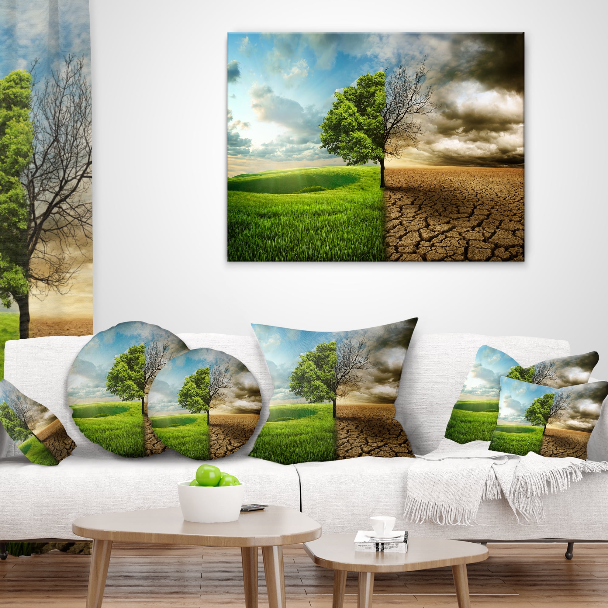 Designart Global Warming - Landscape Printed Throw Pillow - 12x20