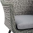 thumbnail image 4 of Modway Endeavor 19" Rattan & Fabric Outdoor Patio Dining Arm Chair in Gray, 4 of 6