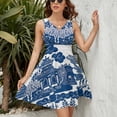 thumbnail image 3 of Blue Willow Chinoiserie Blue And White Porcelain Inspiration Sleeveless Dress Women Summer Evening Dresses Ladies Sundress, 3 of 7