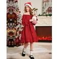 thumbnail image 5 of Oudiya Girls Long Sleeve Fall Dresses Formal Party Holiday Swing Flowy Ruffle Midi Dress, 5-13Y, 5 of 8