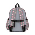 thumbnail image 3 of Pink Cat Head Gray Pattern Cute School Backpack with Padded Back and Adjustable Shoulder Straps 13.4"x11"x4.7", 3 of 5
