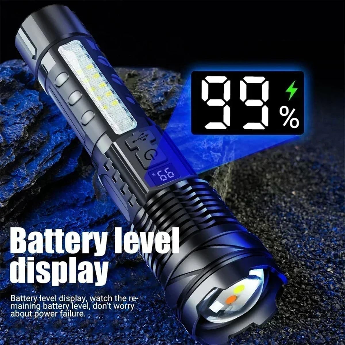 Rechargeable Flashlight 100000 High Lumens Large Remote Lighting Adjustable Zoom for Outdoor Very Bright Lighting