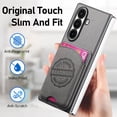thumbnail image 2 of Allytechgroup Case for Samsung Galaxy Z Fold 6 with Card Holder, Magnetic Wireless Charging Wallet Back Cover Faux Leather & Shockproof Hard PC Bumper Lightweight Anti-Slip Protective Shell, Gray, 2 of 11