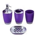 thumbnail image 3 of Juego de accesorios de baño de 4 piezas, plástico PP, juego de baño, taza, soporte para cepillo de dientes, kit dispensador de plato de jabón, púrpura Yuarrent HA2135-08B, 3 of 6