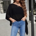 thumbnail image 6 of DDAPJ pyju Womens Sheer Poncho Shrug Elegant Chiffon Shawl One Shoulder Crop Ponchos Going Out Beach Cover Ups Asymmetrical Cape Black XL, 6 of 8