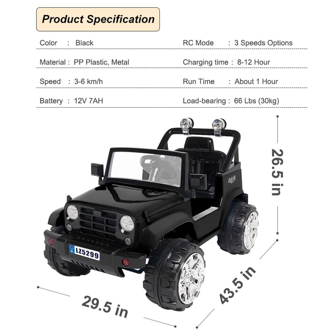 Private Jungle 12V Ride-on Truck Kids Car, 4 Wheels Vehicle with Remote Control, 3 Speeds Kids Toddler Ride-On Car, Birthday/Christmas Gifts for Boys/Girls, Black, Unisex Private Jungle 12V Ride-on Truck Kids Car, 4 Wheels Vehicle with Remote Control, 3 Speeds Kids Toddler Ride-On Car, Birthday/Christmas Gifts for Boys/Girls, Black, Unisex