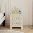 thumbnail image 2 of Elegant Velvet Nightstand with 2 Drawers and Crystal Handle, Storage Bedside Table with Button-Tufted, Beige, 2 of 9