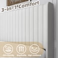 thumbnail image 5 of Frostbloom Full Size Velvet Platform Bed Frame with Vertical Channel Tufted Wingback Headboard, White, 5 of 7