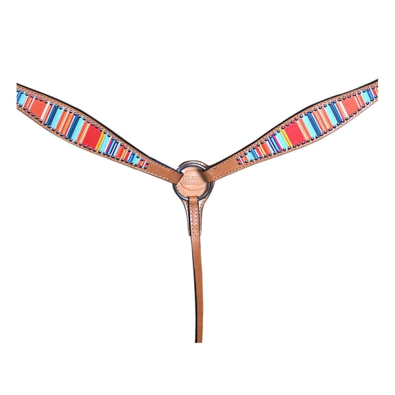 Hilason Western Horse Breast Collar American Leather Tan Serape Print