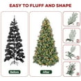 thumbnail image 4 of VIVATREES 6ft Pre-lit Flocked Artificial Christmas Tree Red Berries 956 Hinged Frosted Branch Tips Spruce w/ Pine Needle 250 Warm White LED Lights Foldable Base, 4 of 9