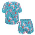 thumbnail image 5 of Yuyamidu Pink Axolotl Womens Lounge SetsCute Pjs Set Short Sleeve Round Neck Sleep Shirt & Soft Elastic Waist Shorts Summer Loungewear, 5 of 7