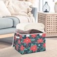 thumbnail image 3 of Yayeee Collapsible Cube Storage Bin with Lid Fabric Closet Decorative Basket with Handles, Red Christmas Leaves, 3 of 7