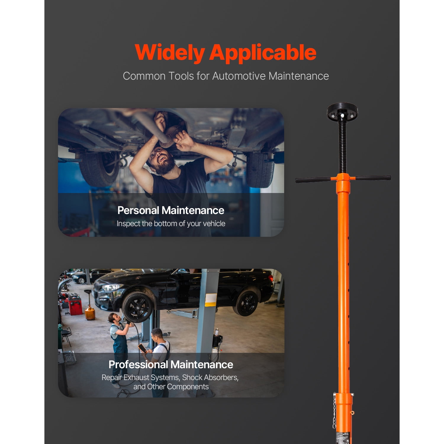 KFFKFF Support Stand for Underhoist 3/4 Ton Adjustable Height 38.4 to 75.4 in with Bearing Mounted Spin Handle Self-Locking,