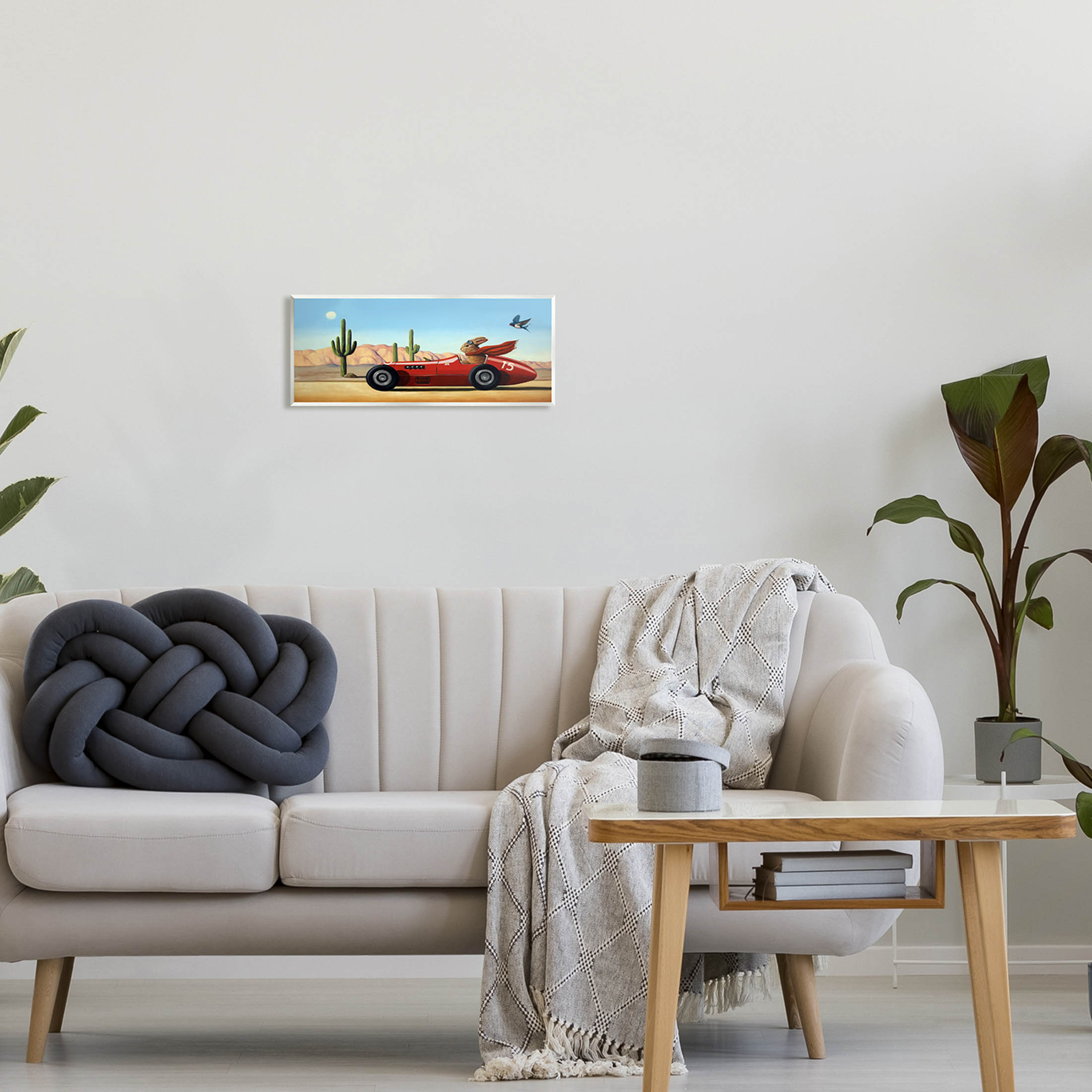 Stupell Industries Race Car Bunny Driving Desert Canyon Painting Unframed Art Print Wall Art, Design by Lucia Heffernan