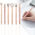 thumbnail image 2 of 6Pcs Ballpoint Pens Set Metal Crystal Diamond Pen Glitter for Journaling Pen Bling In Black & Blue Ink Pretty Cute Pens Fancy Pens for Women Wedding Office(Gold), 2 of 6