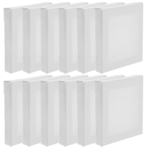 Raindrops 12 Pcs Oil Paint Mini Canvas Frame Square Shape Painting Boards 7X7cm White