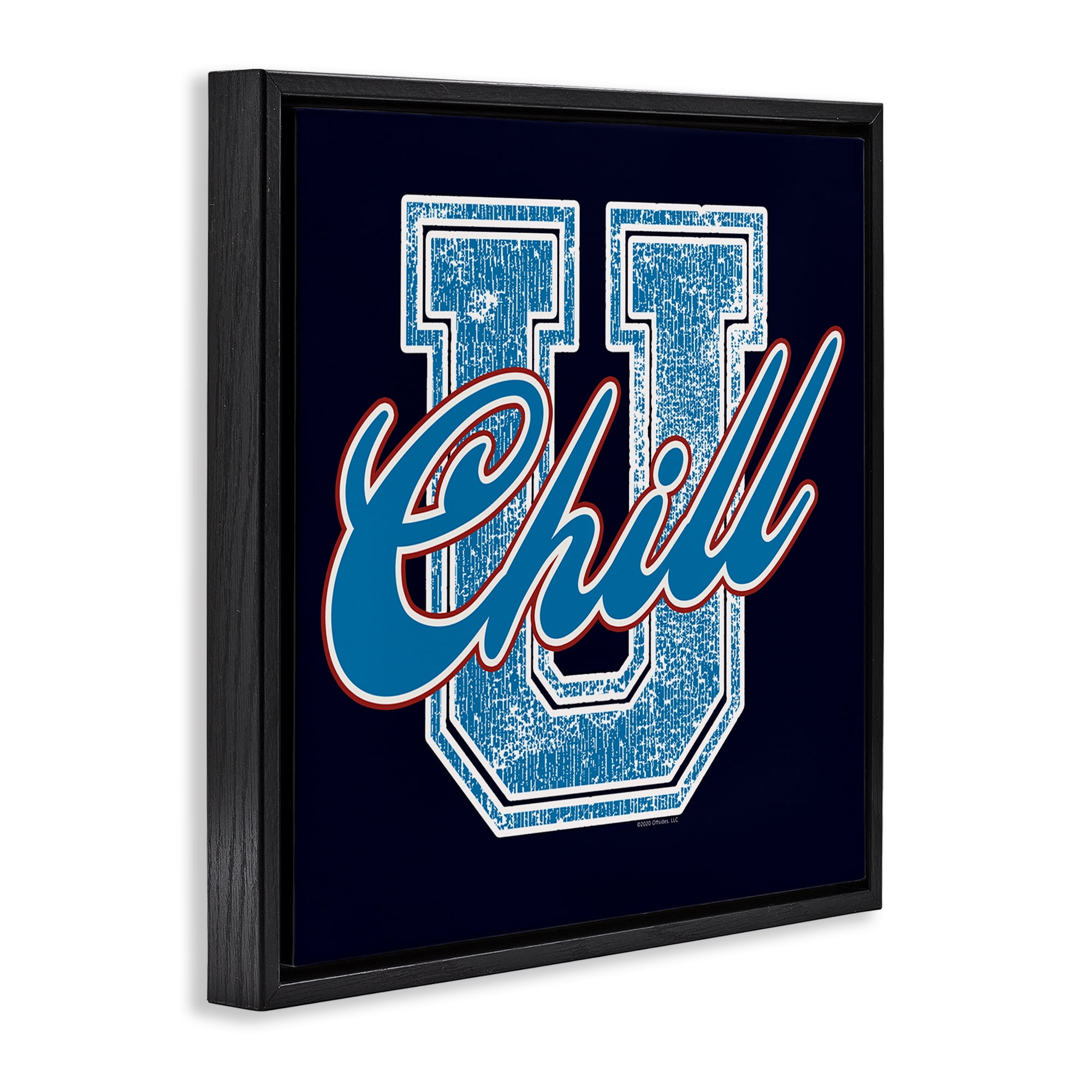 Stupell Industries Chill U Varsity Style Text & Numbers Painting Black Floater Framed Canvas Art Print Wall Art, 18 x 18