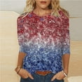 thumbnail image 2 of Xdegoge Women Clothes on Clearance Under $10.00 4th of July Shirts Women Crewneck Women's 3/4 Sleeve Tops USA Shirt Graphic Tops 80 S Outfits Plus Size Clothes Summer Camisa Roja Para Mujer, 2 of 5