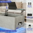 thumbnail image 4 of Hommpa LED Coffee Table with USB Ports and Outlets Lift Top Coffee Tables with Storage High Gloss Gray Rectangular Modern Center Table for Living Dining Room, 4 of 13