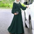 thumbnail image 2 of ZHOUCHANKIDS Women's Robe Dress Solid Color Long Sleeve Ruffled Maxi Dress Abaya Dubai Prayer Dress Robe Long Cardigan Maxi Dress Green L, 2 of 7